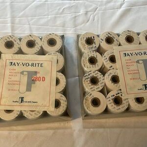Fay-Vo-Rite" cash register paper rolls for National Machines, 20 rolls
